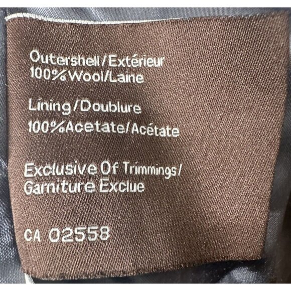 Danier Womens Wool Italian Leather Coat Ribbed Asymmetrical Button Up Lined S - Picture 13 of 16